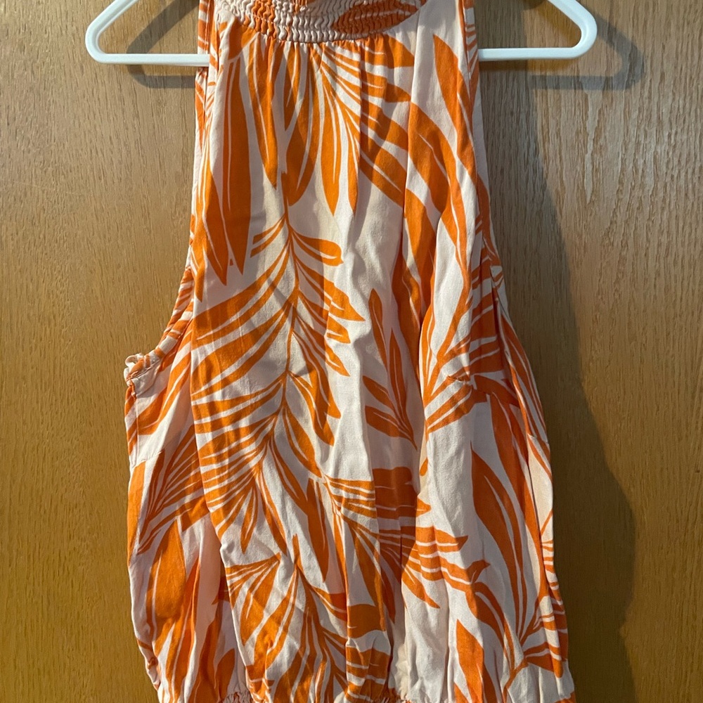 Angie Vibrant Orange and White Sleeveless Top